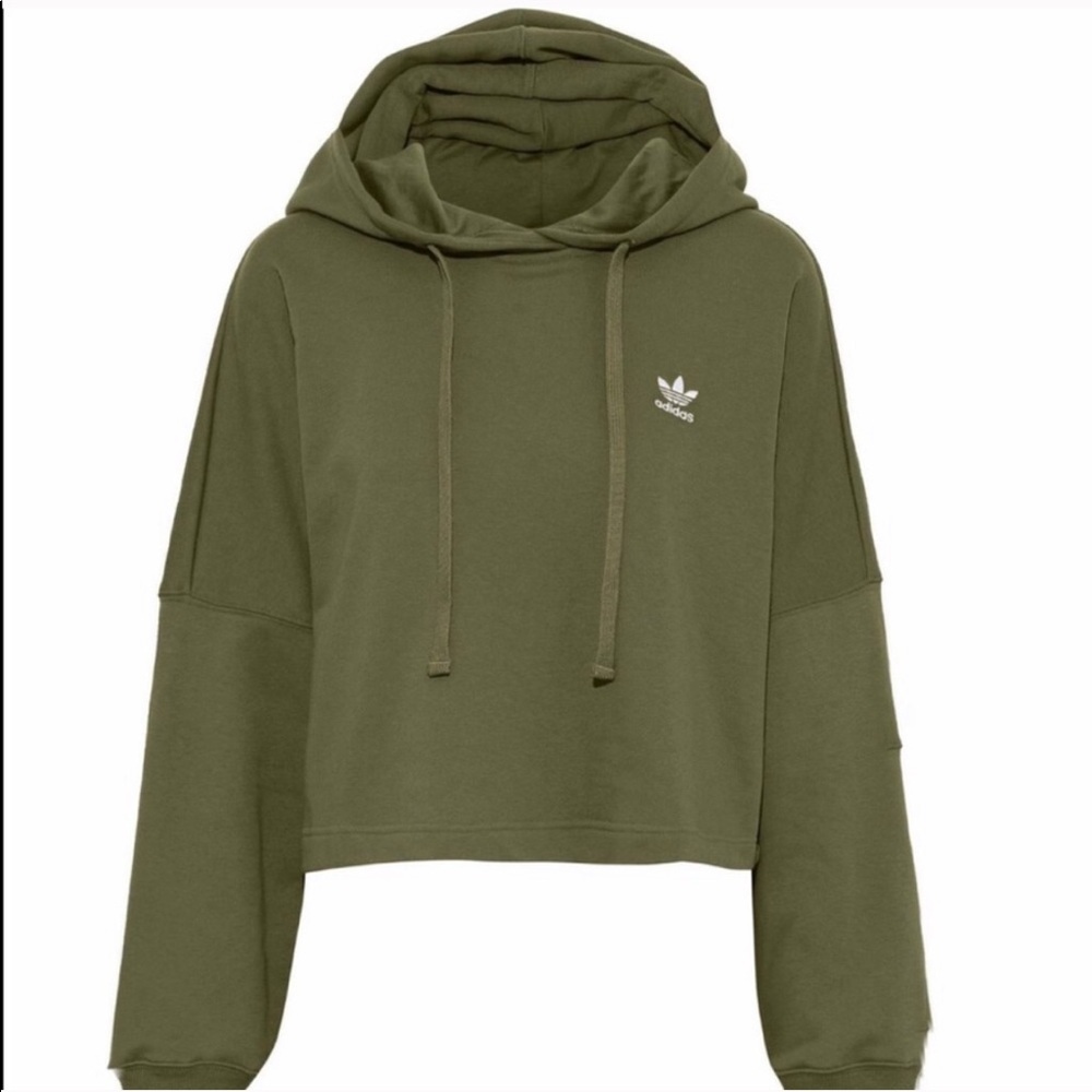 SUPER TRENDY! Army Green Cropped Adidas Sweater